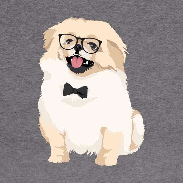 Cute Hipster Pekingese Puppy T-Shirt for Dog Lovers by riin92